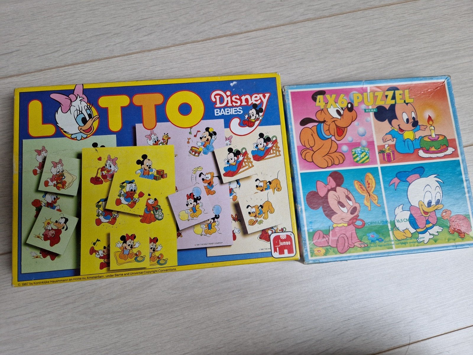 1987 disney babies lotto en puzzels pluto donald duck goofy, Ophalen of Verzenden