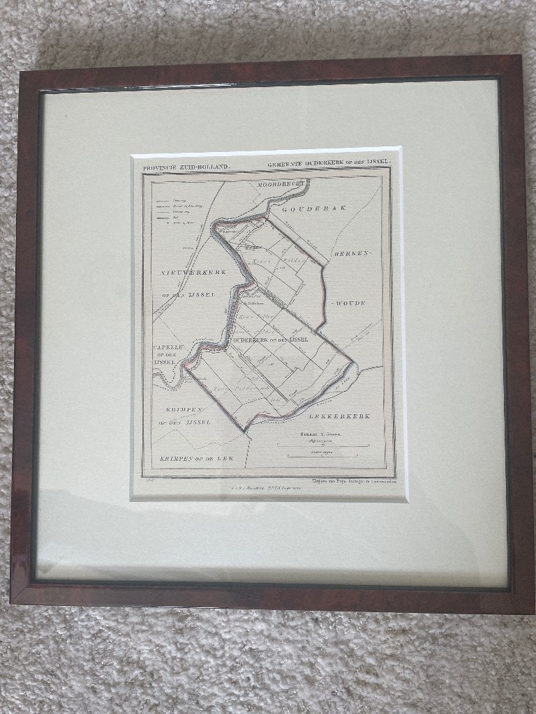 Ingelijste plattegrond, Ophalen, Bruin, Gebruikt, 32 cm