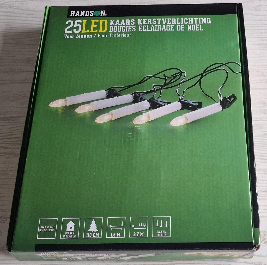 Elektrische kaars kerstverlichting 25 LED-8,7 meter-warm wit, Diversen, Kerst, Ophalen of Verzenden