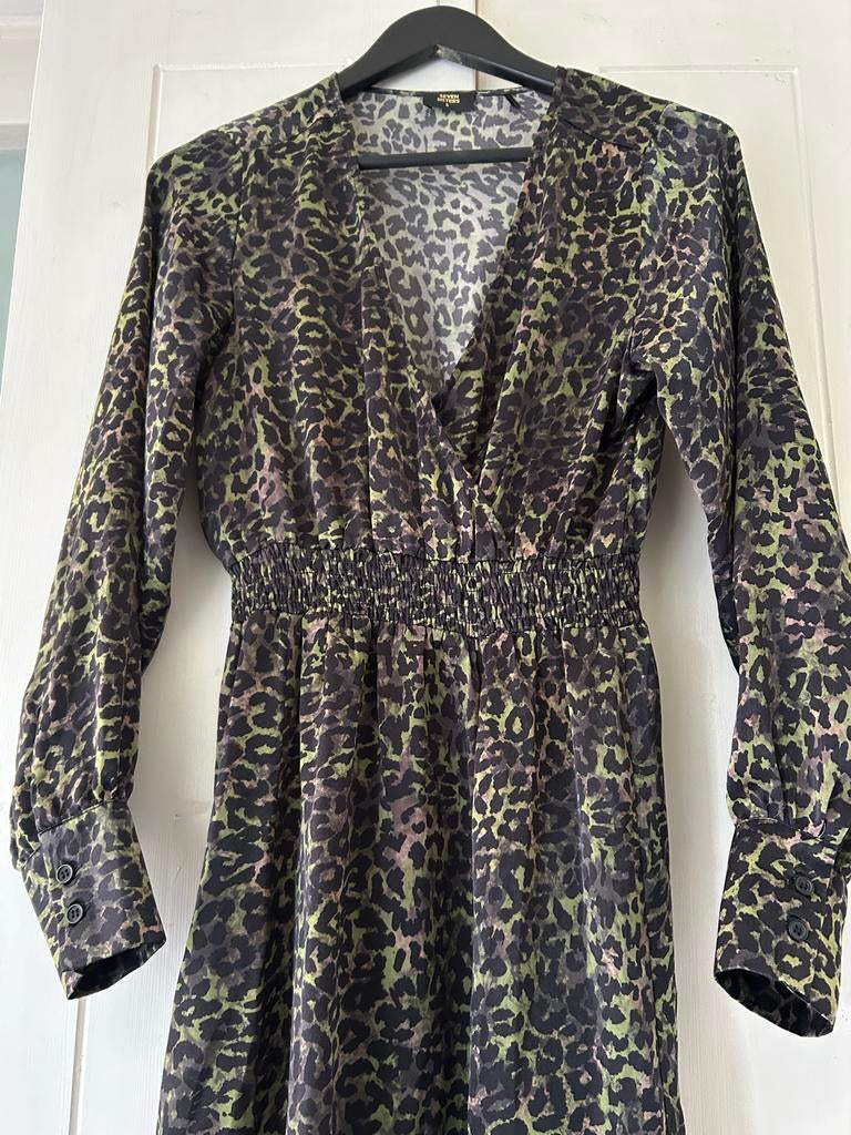 Seven Sisters jurk S luipaardprint groen zwart, Kleding | Dames, Nieuw, Ophalen of Verzenden, Maat 36 (S), Onder de knie