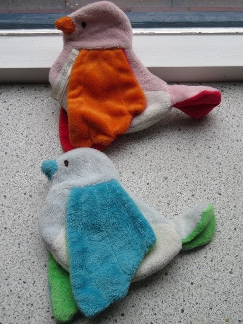 Knuffeldoek vogel vogeltje merk Happy Horse roze en blauw, Ophalen of Verzenden, Zo goed als nieuw, Meerkleurig, Wasbaar