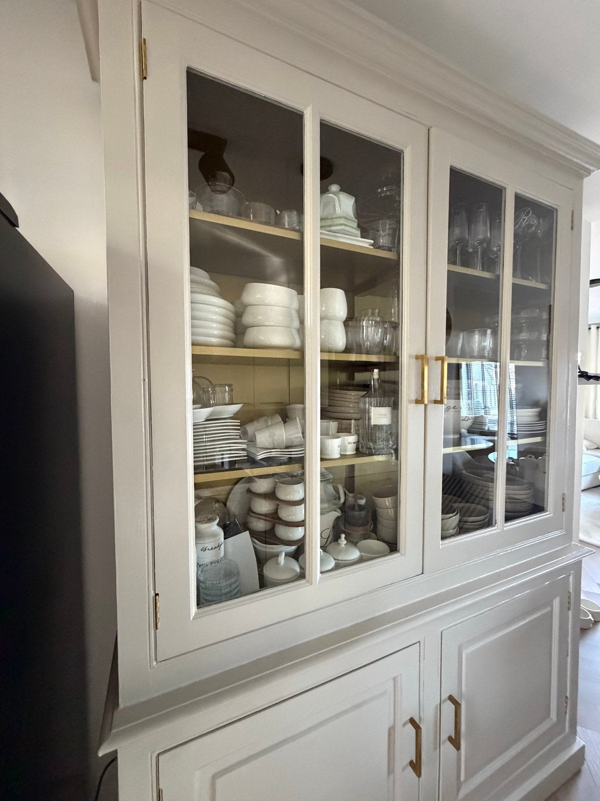 Beige en goud geverfde kast, Ophalen, Gebruikt, 200 cm of meer, 150 tot 200 cm