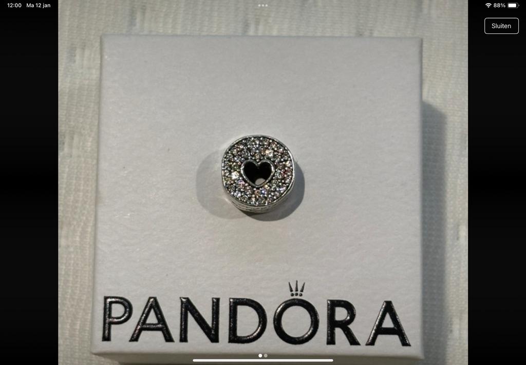 Pandora Hartje met Zirkonia, Verzenden, Zo goed als nieuw, Zilver, Pandora