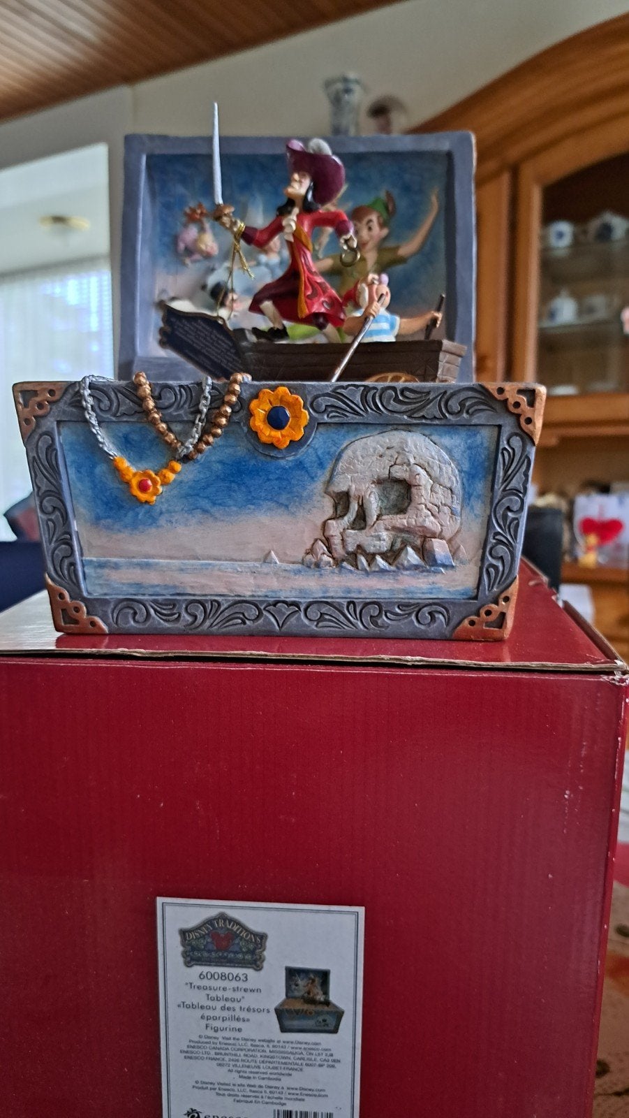 Disney Traditions Peter Pan Schattenbox Schatkist Beeldje, Verzamelen, Ophalen, Peter Pan of Pinokkio, Zo goed als nieuw, Beeldje of Figuurtje