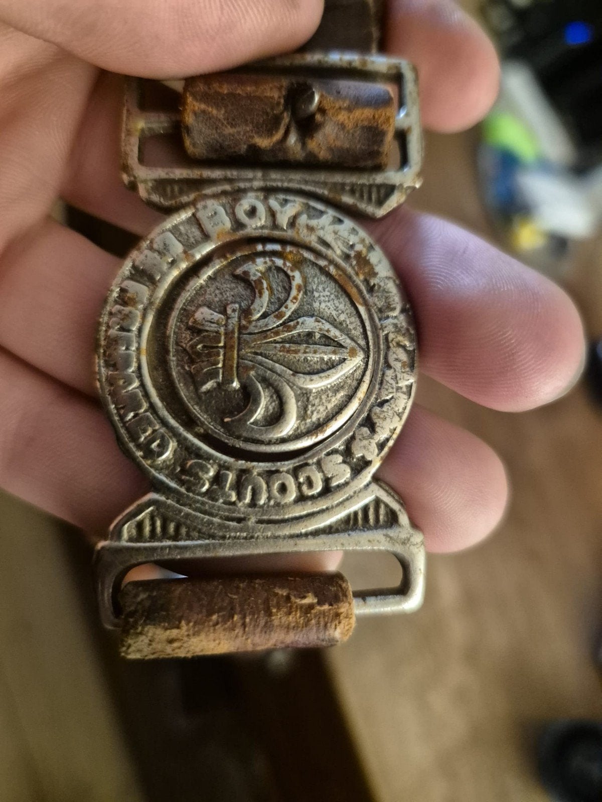 Vintage Boy Scouts Riemgesp Baden Powell 'Be Prepared', Verzamelen, Scouting, Ophalen of Verzenden, Gebruikt