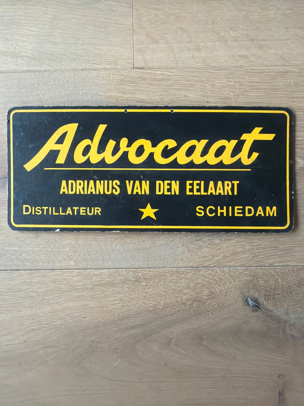 Vintage karton Reclamebord Advocaat Adrianus van den Eelaar, Ophalen of Verzenden