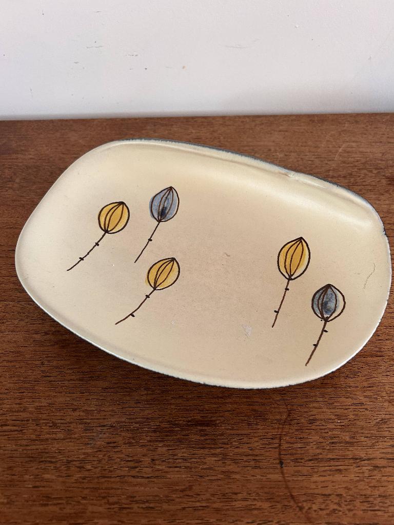 Vintage Mid-Century schaal Erica Lutz? Flora Gouda, Ophalen of Verzenden