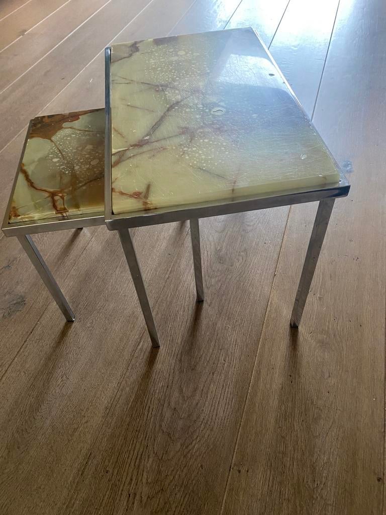 2 vinted bijzettafeltjes, Ophalen, Gebruikt, 55 tot 75 cm, Retro vinted