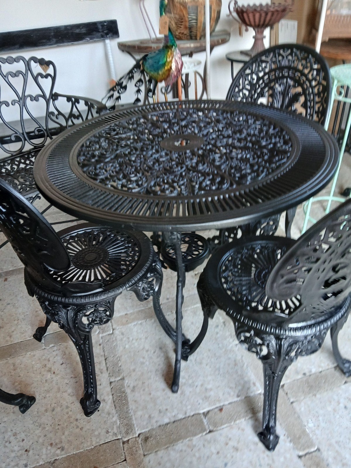 Tuinset tafel 3 stoelen bistroset, Ophalen, Gebruikt, Aluminium