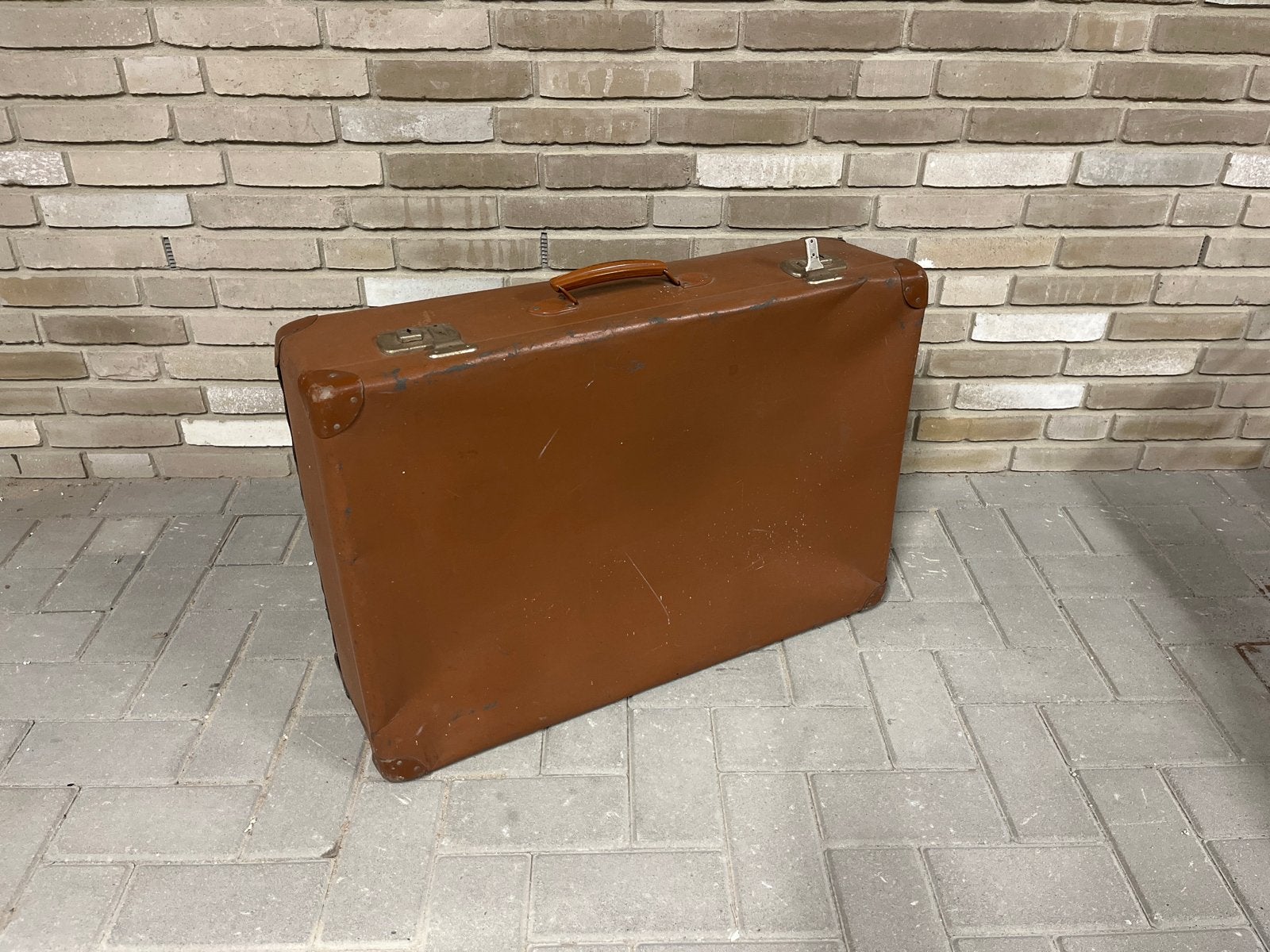 Vintage bruine koffer - ideaal voor decoratie of opslag, Ophalen, Overige materialen, Gebruikt, 45 tot 55 cm