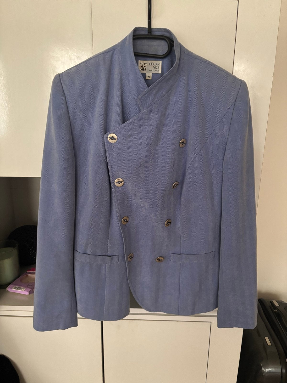 Vintage Edgar Vos blazer / Jasje Maat 36, Blauw, Ophalen of Verzenden, Zo goed als nieuw, Jasje