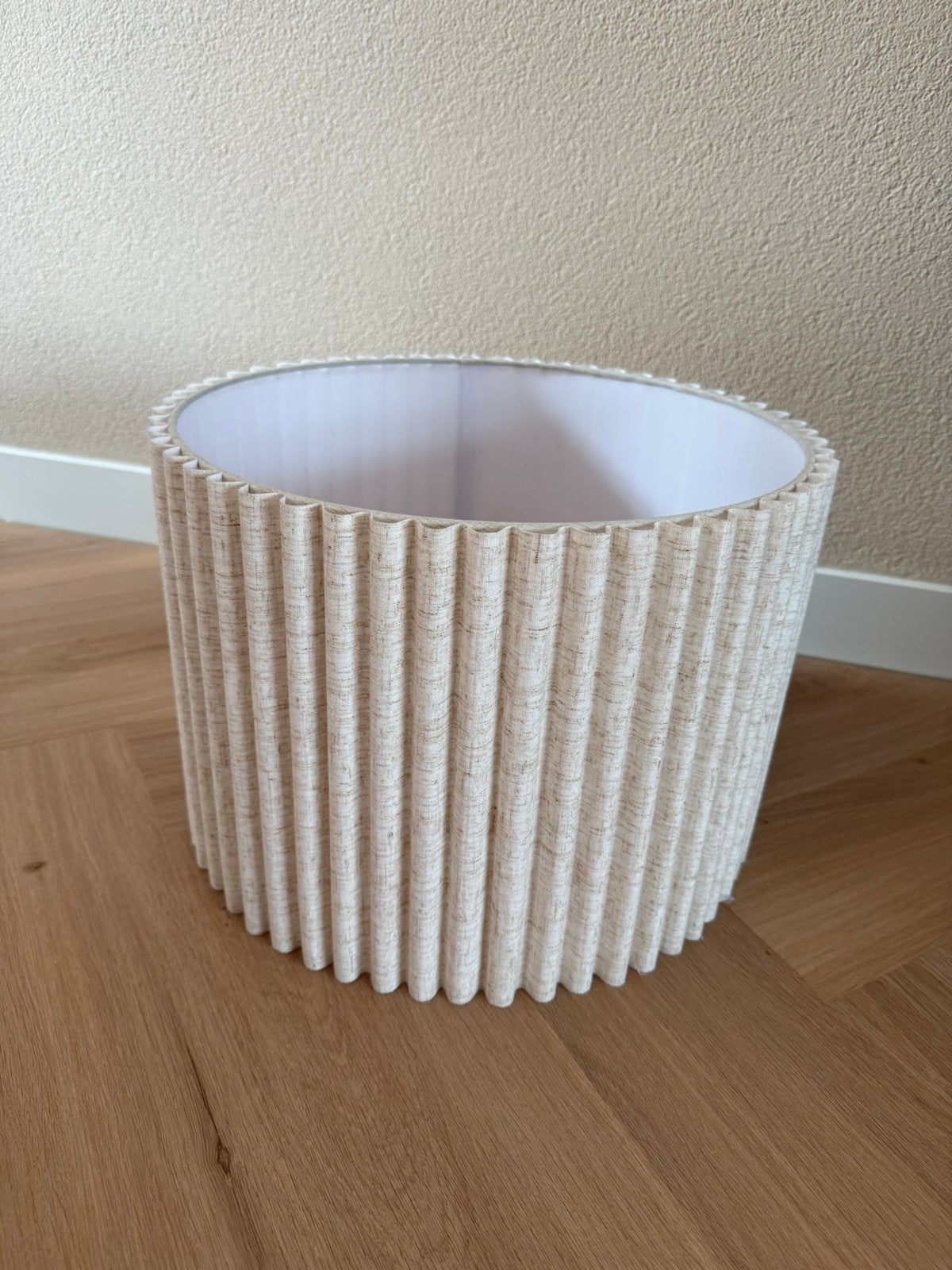 Lampenkap beige melange 40cm dia x 28cm h, Ophalen, 25 tot 50 cm, Beige, Rond
