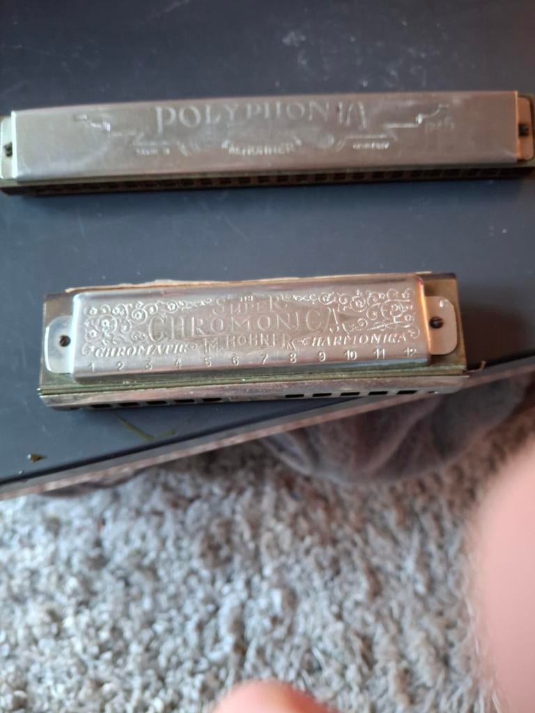 2 Mondharmonica's: Hohner Super Chromonica & Polyphonia, Ophalen of Verzenden, Gebruikt, Chromatisch, Overige typen