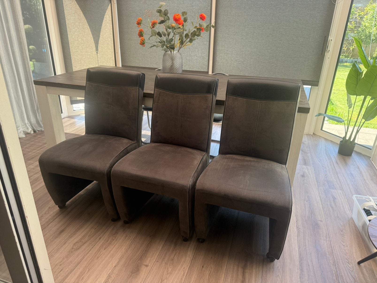 Antraciet/zwarte eetkamerstoelen te koop., Ophalen, Gebruikt