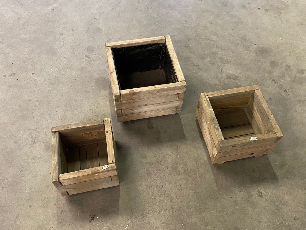 004. Bloembakken Set á 3 stuks €59,95 voor het hele setje!, Tuin en Terras, Kunststof, Minder dan 60 cm, Vierkant, Nieuw