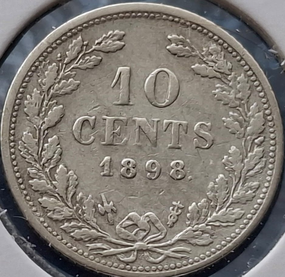 Nederland 10 cent 1898 - Wilhelmina*, Postzegels en Munten, Munten | Nederland, Verzenden, Koningin Wilhelmina, 10 cent, Zilver