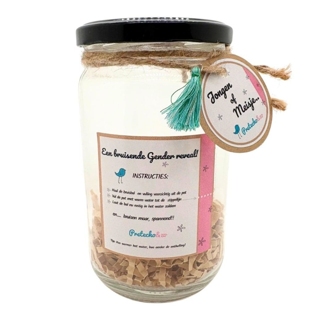Gender reveal bruisbal in een pot, leuk om te bewaren, Ophalen of Verzenden, Nieuw, Feestartikel, Geboorte of Huwelijk
