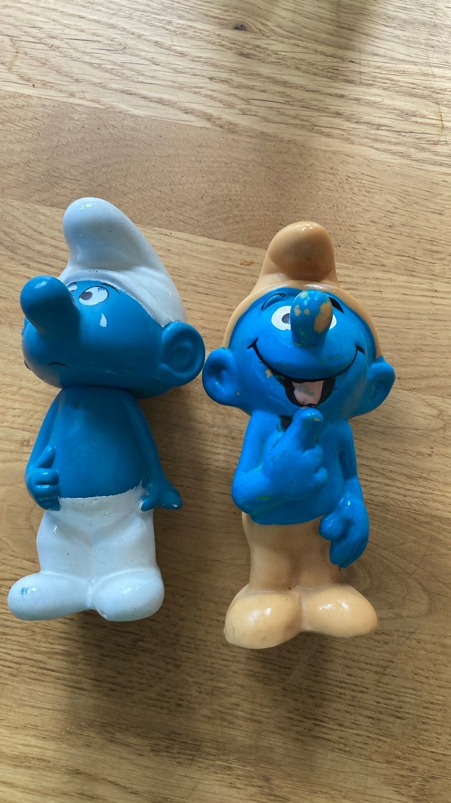 Vintage Smurfen poppetjes - Huilsmurf en Lolsmurf, Verzamelen, Ophalen of Verzenden, Gebruikt, Verschillende Smurfen, Poppetje, Figuurtje of Knuffel