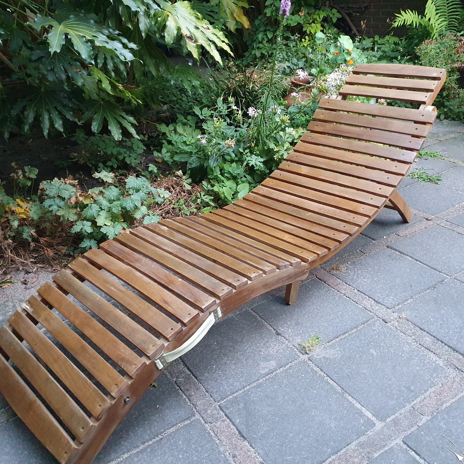 houten inklapbare ligstoel/ ligbed, Tuin en Terras, Ophalen, Gebruikt, Hout, Inklapbaar