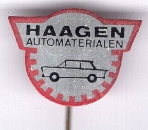 HAAGEN automaterialen blik speldje ( F_040), Verzamelen, Verzenden, Zo goed als nieuw, Transport, Speldje of Pin