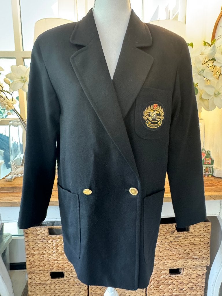Chique, Zwarte, originele B u r b e r r y s blazer 40/M, wol, Kleding | Dames, Jasjes, Kostuums en Pakken, Maat 38/40 (M), Verzenden
