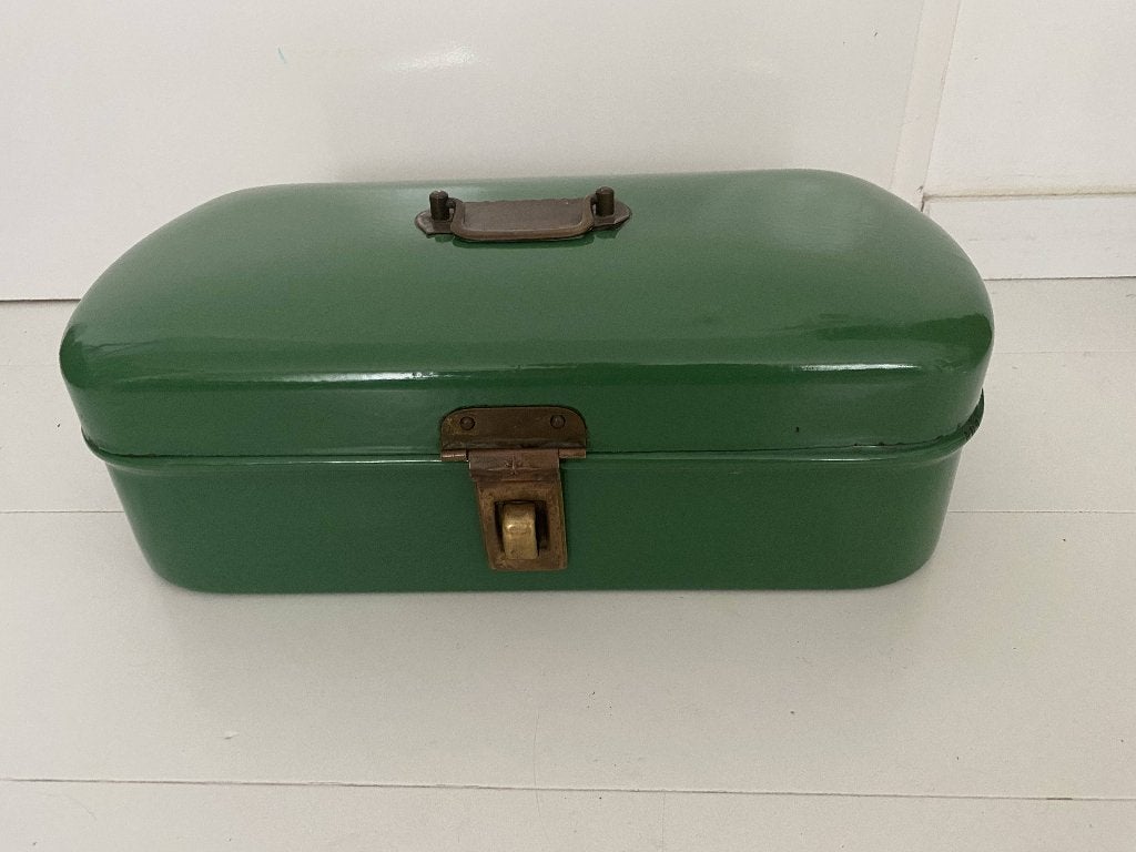 retro broodtrommel emaille groen, Ophalen of Verzenden, Huis en Inrichting