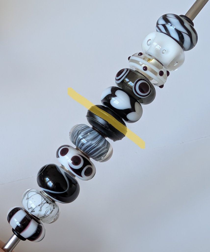 Trollbeads ZWART-WITTE SET, 10 stuks, samen voor €100, Sieraden, Tassen en Uiterlijk, Gebruikt, -, Verzenden, -