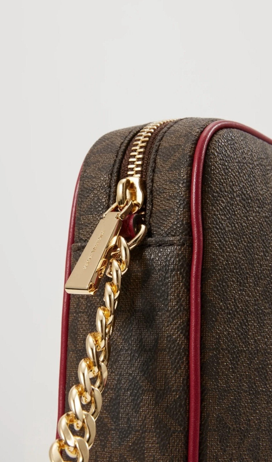 Michael Kors Schoudertasje Bruin/Rood Monogram, Ophalen of Verzenden, Zo goed als nieuw, Bruin, Schoudertasje