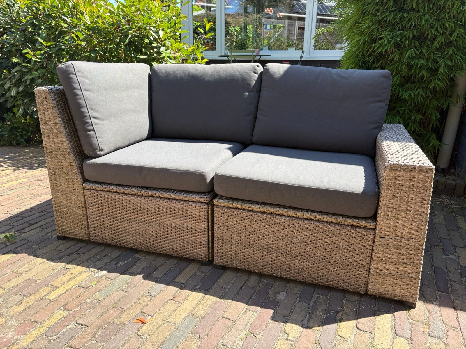 IKEA SOLLERÖN hoekbank 2-zits – armleuning nieuw in doos, Gebruikt, Loungeset, Wicker, Bank