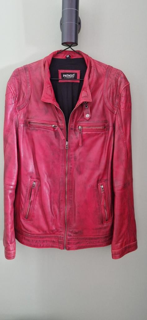 Heren Leren Jas - Patago - Maat 58 - Rood, Kleding | Heren, Patago, Maat 56/58 (XL), Ophalen of Verzenden, Gedragen