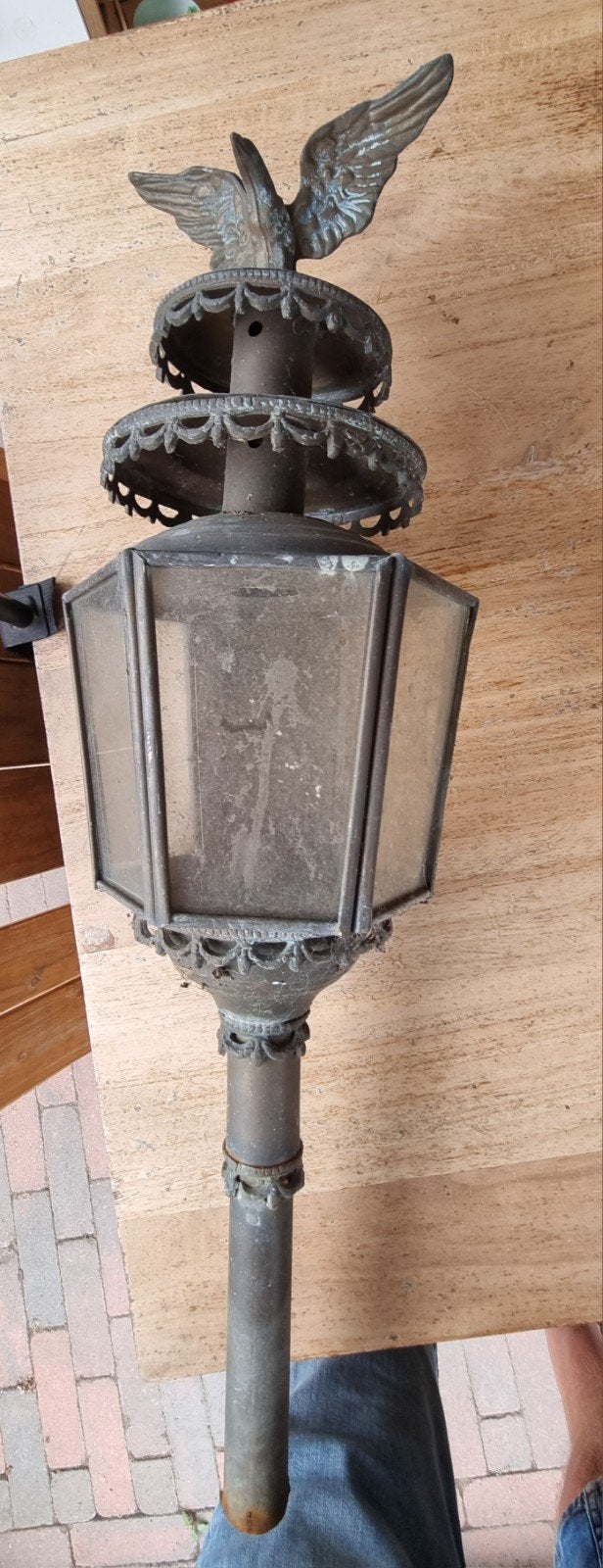 Antieke Koperen Lamp - Staand of Wandmontage, Antiek en Kunst, Ophalen of Verzenden