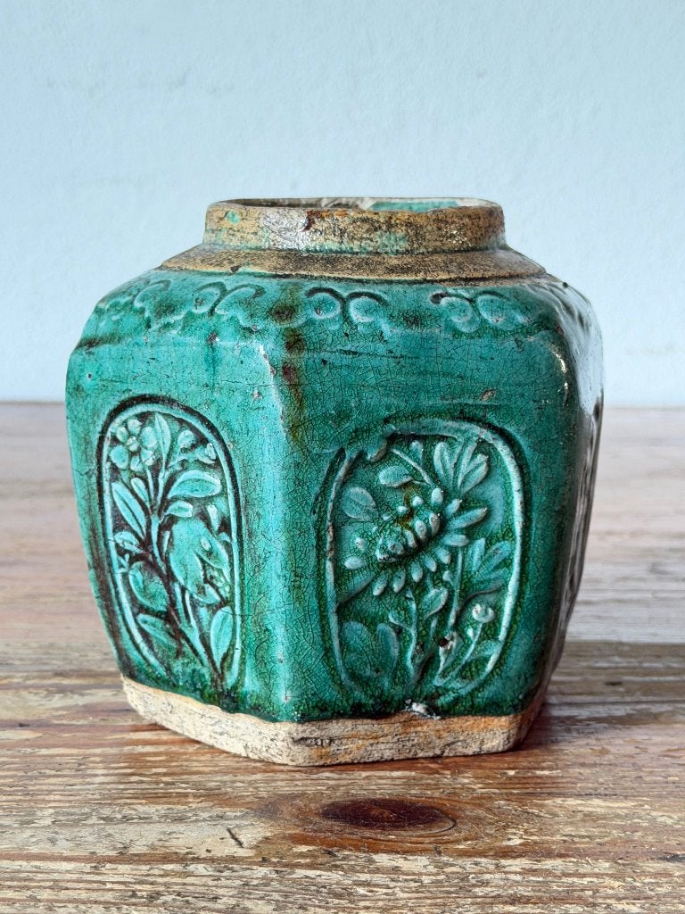Gemberpot / vaas - groen geglazuurd - antiek, Antiek en Kunst, Antiek | Keramiek en Aardewerk, Ophalen of Verzenden