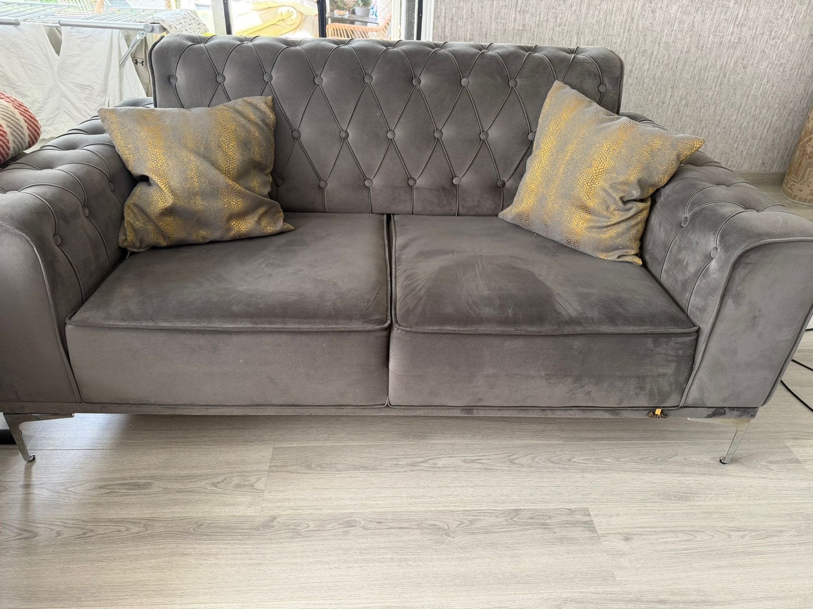 Luxe en stijlvolle Chesterfield bankstel, Ophalen, Gebruikt, Driepersoons, 75 tot 100 cm