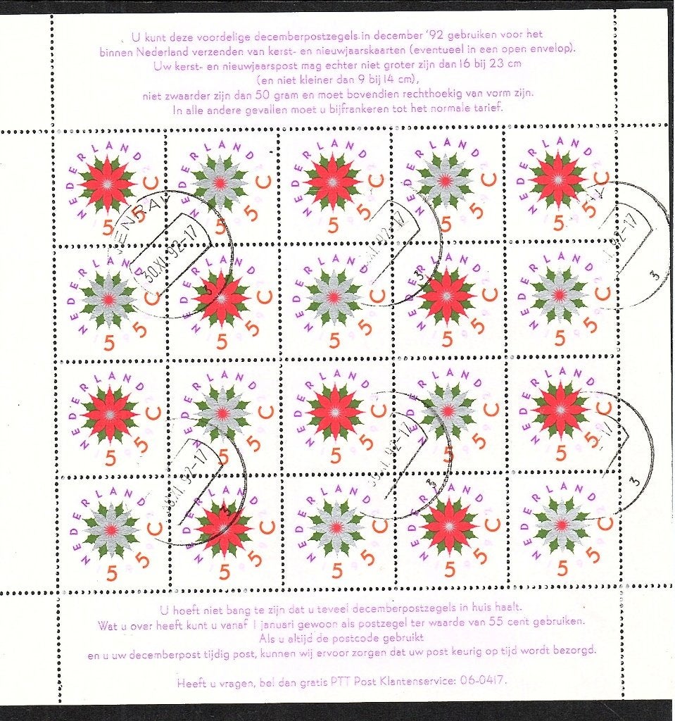 014Nvph v1542-1543 gestempeld decemberzegels 1992 zie scans, Ophalen of Verzenden, Na 1940, Gestempeld