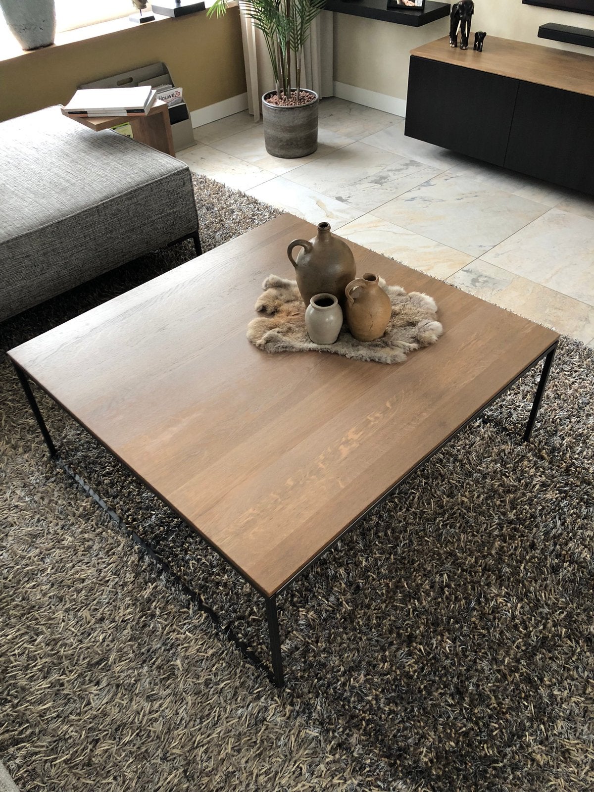 Design eiken salontafel., Ophalen, Modern., 50 tot 100 cm, Eikenhout