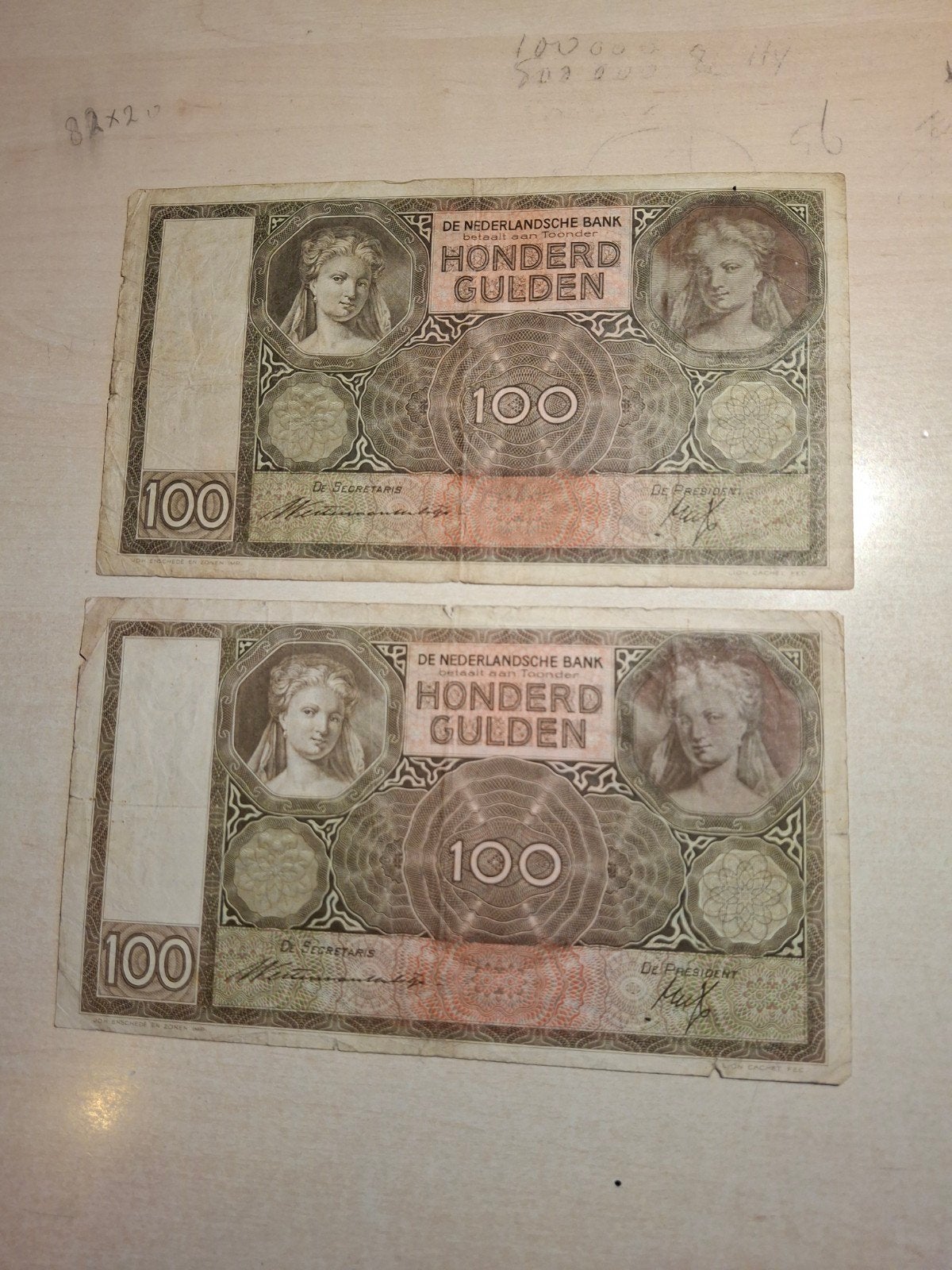 2x 100 Gulden biljetten uit 1935 en 1939 (NL), Ophalen of Verzenden, 100 gulden, Setje