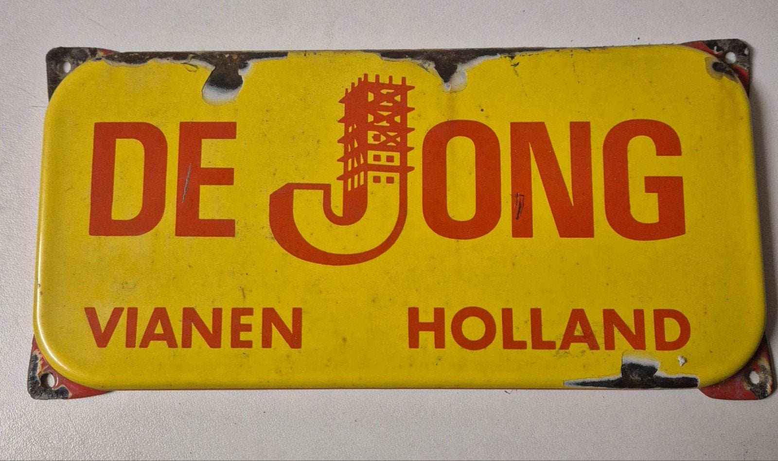 Emaille bord De Jong Vianen Holland NOSTALGIE, Antiek en Kunst, Ophalen of Verzenden