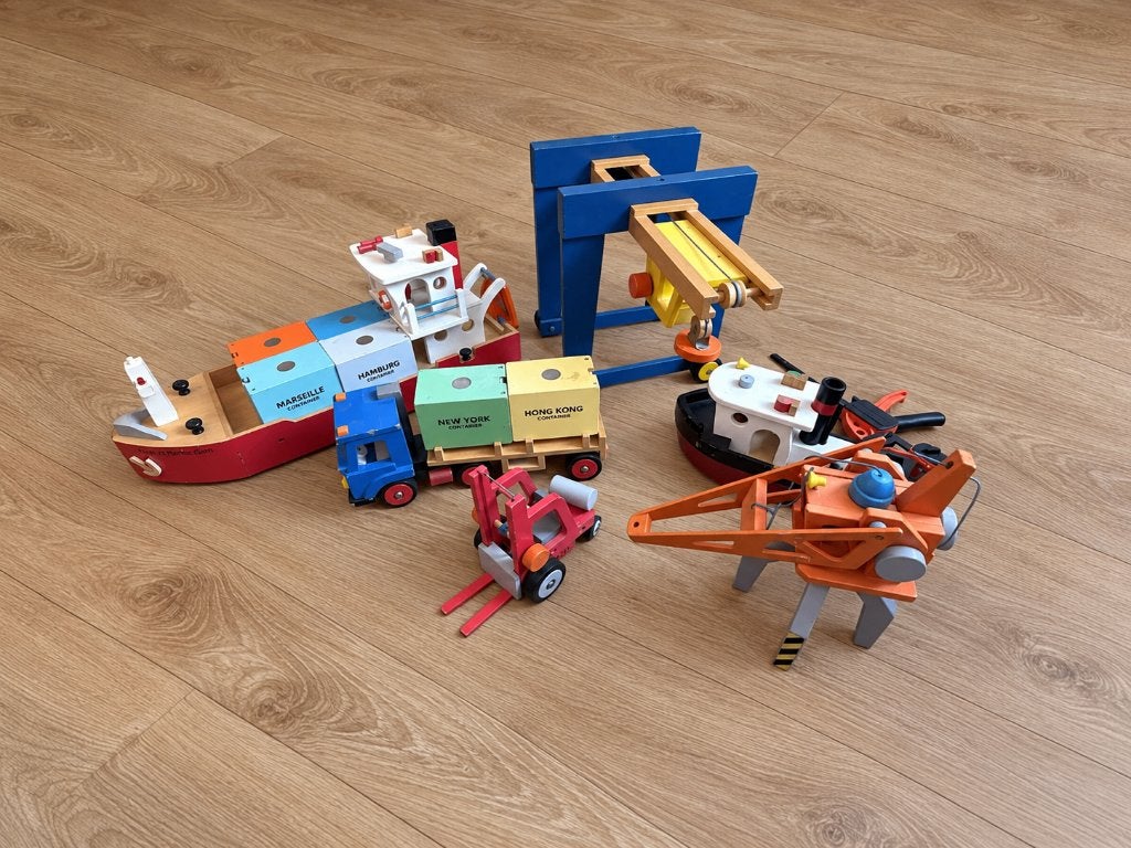 Complete New Classic Toys houten havenset, Ophalen, Gebruikt, Overige typen