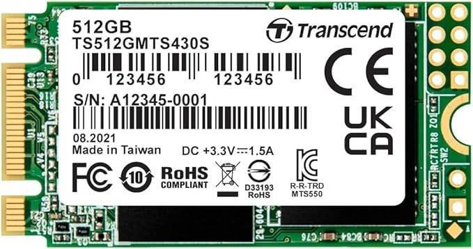 Transcend 512GB M.2 2242 SATA III SSD, Verzenden, Nieuw, Laptop