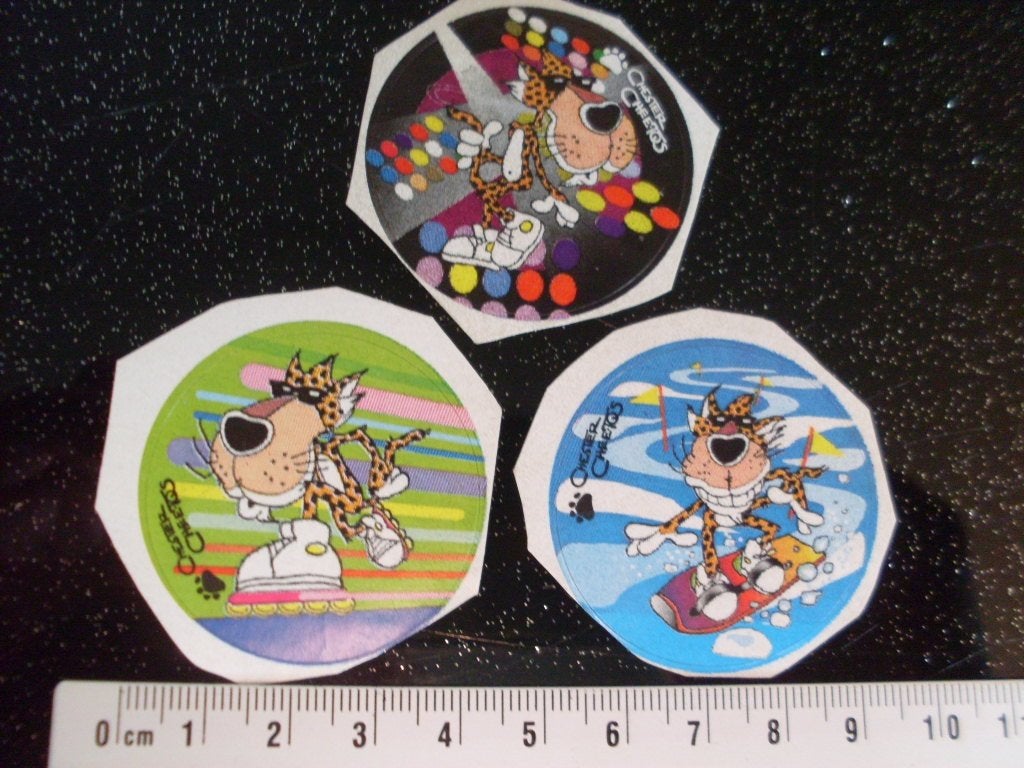 3x sticker chester cheeto's mascotte, Verzenden, Zo goed als nieuw, Merk