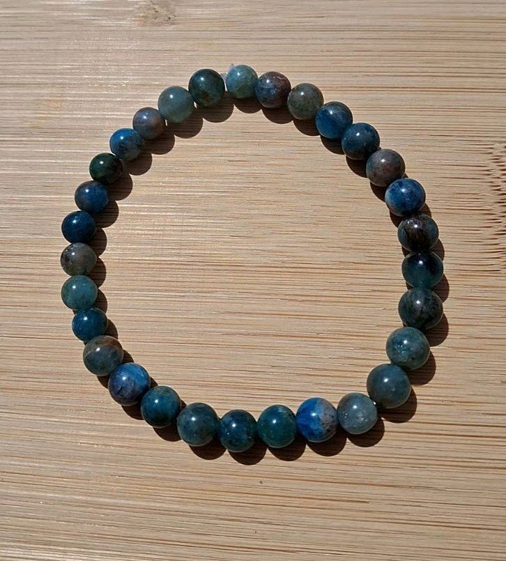 Mooie Apatiet Armband 6mm Kralen 17-18cm, Overige materialen, Met bedels of kralen, Blauw, Nieuw