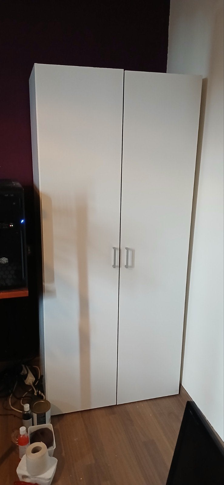 Witte kledingkast met hang- en legruimte, Ophalen, Met deur(en), Gebruikt, 200 cm of meer