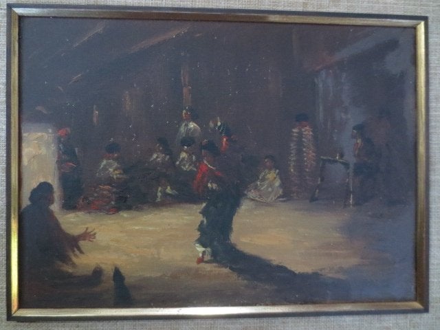 Indonesie Schilderij Javaanse Danseres, Paneel, Portret of Personen, Expressionistisch, Ophalen of Verzenden