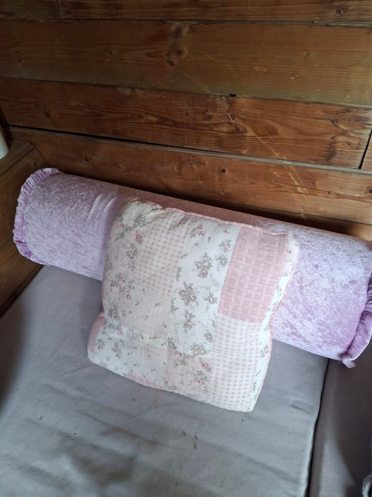 IKEA Rolkussen Lila Velours & Lief Katoenen Kussen, Ophalen of Verzenden, Rolkussen, Cilindervormig, Inclusief binnenkussen