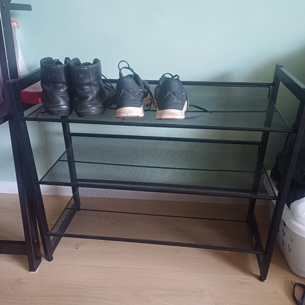 retro minimalistisch zwart metal stelling rek planten schoen, Huis en Inrichting, Kasten | Stellingkasten, Ophalen, Zo goed als nieuw