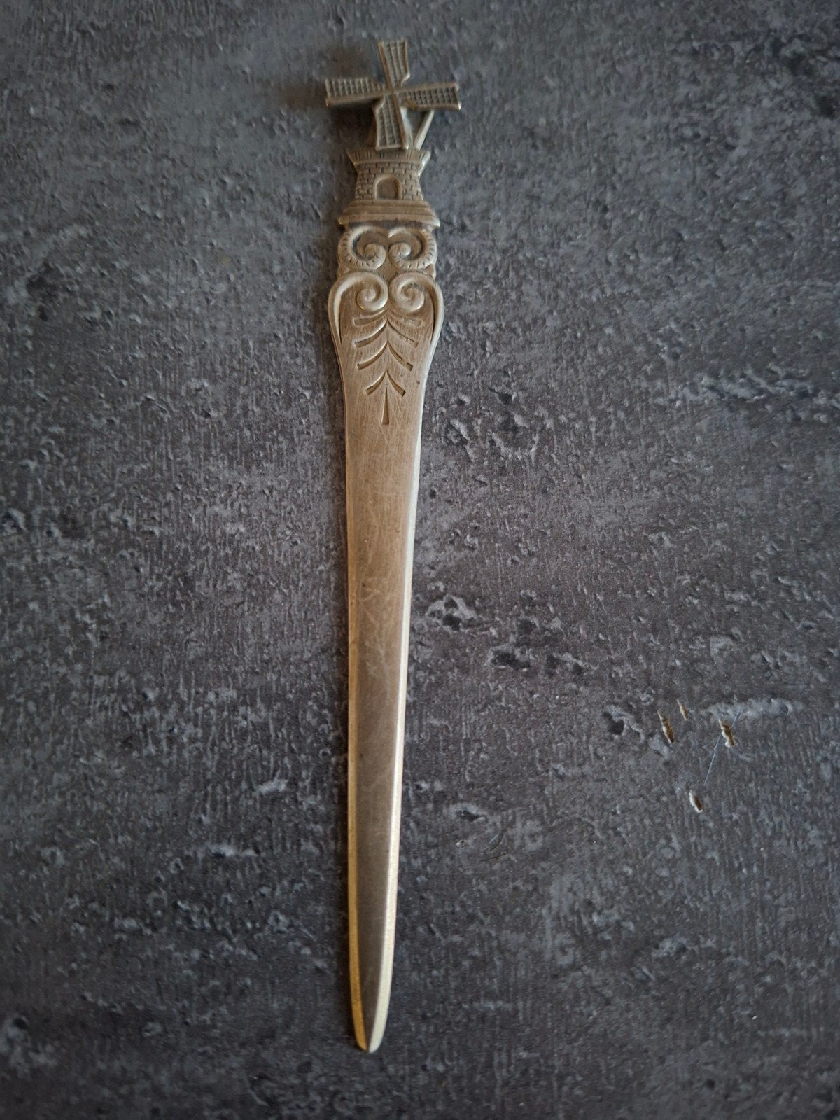 Zilveren briefopener met molenmotief, Ophalen of Verzenden, Zilver