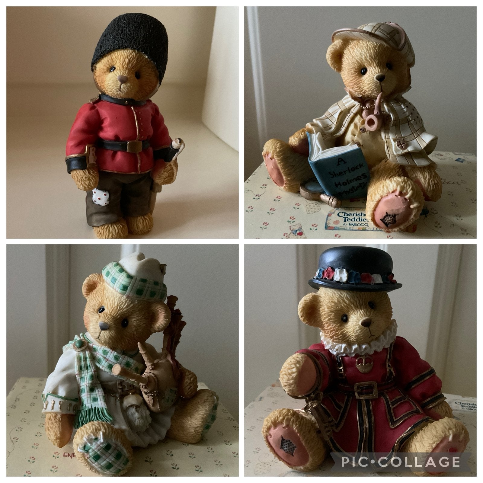 Cherished Teddies Bertie Gordon Sherlock Duncan set van 4, Verzamelen, Ophalen of Verzenden, Zo goed als nieuw, Beeldje, Cherished Teddies
