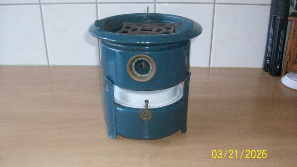 Emaille petroleumstel, 1-pits, Petrolblauw., Ophalen of Verzenden