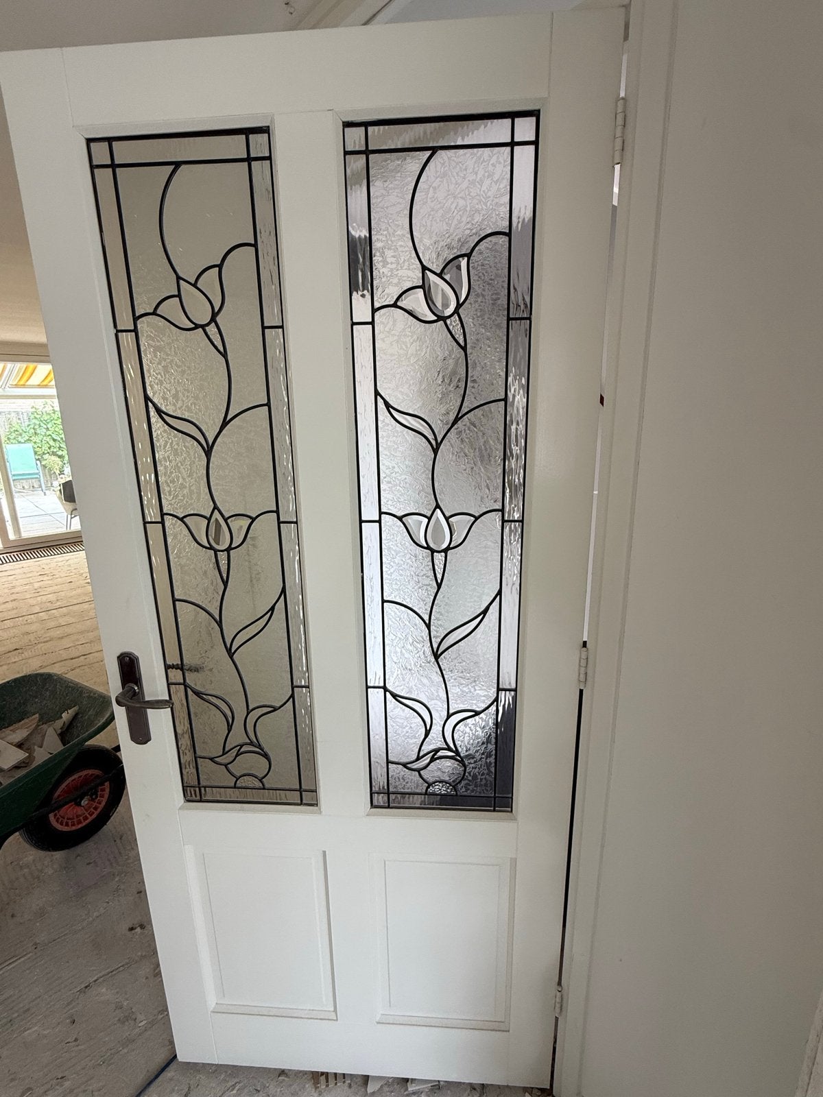Binnendeur met glas in lood, 93x212 cm, Ophalen, Gebruikt, 80 tot 100 cm, Binnendeur