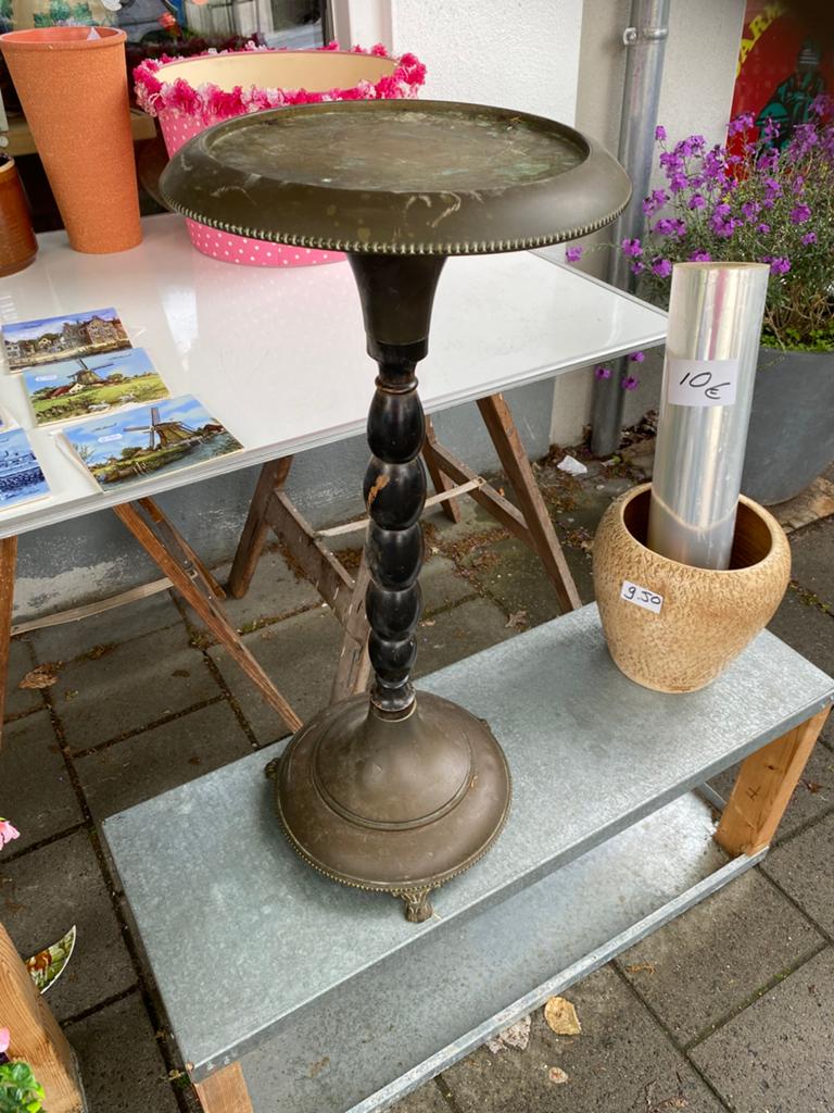 Tafeltje , vogelbak met hout en koper. Antiek, Ophalen of Verzenden